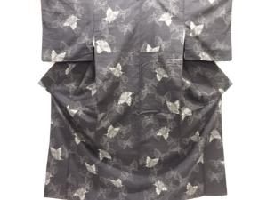 蝶模様織り出し手織り真綿紬着物